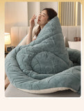 Thick Warm Imitation Lambswool Winter Blanket for Bed, Soft Jacquard Coral Fleece Quilt, Double-Sided Plush Weighted Blanket 5kg