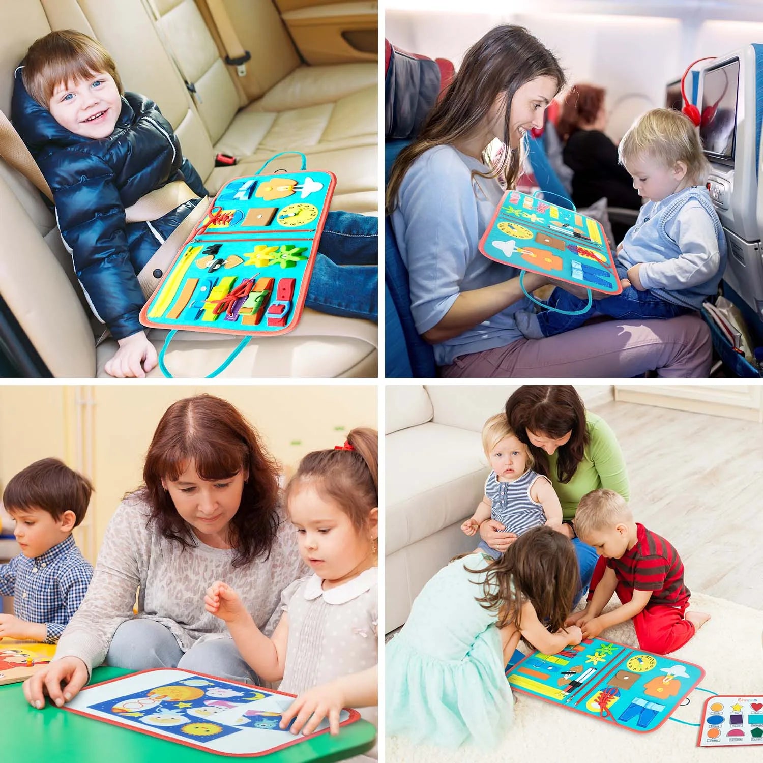 Tablero ocupado Montessori para niños pequeños, juguetes educativos sensoriales ocupados de 1 a 3 años, juguetes de viaje