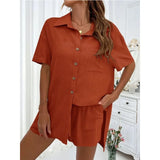 Solid Color Casual Loose Short Pants Sets For Women 2024 Elegant Summer Women's Two Pieces Suit Full Set Female Outfit Clothes