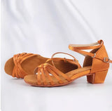 Girls Satin Latin Shoes Low Heel Ballroom Dance Shoes Adult Tango Salsa Shoes for Practice Toddler Latin Dance Shoes Performance