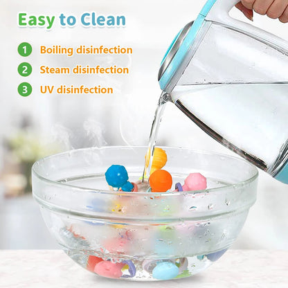 Baby Toys 0 12 Months Rotating Rattle Ball Grasping Activity Baby Development Toy Silicone Teether Sensory Toys for Babies Gifts