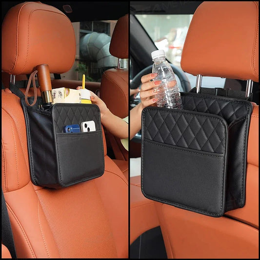 Car Seat Back Storage Box Universal Hanging Headrest Organizer Foldable Storage Pocket for Phone Umbrella Tissue Holder