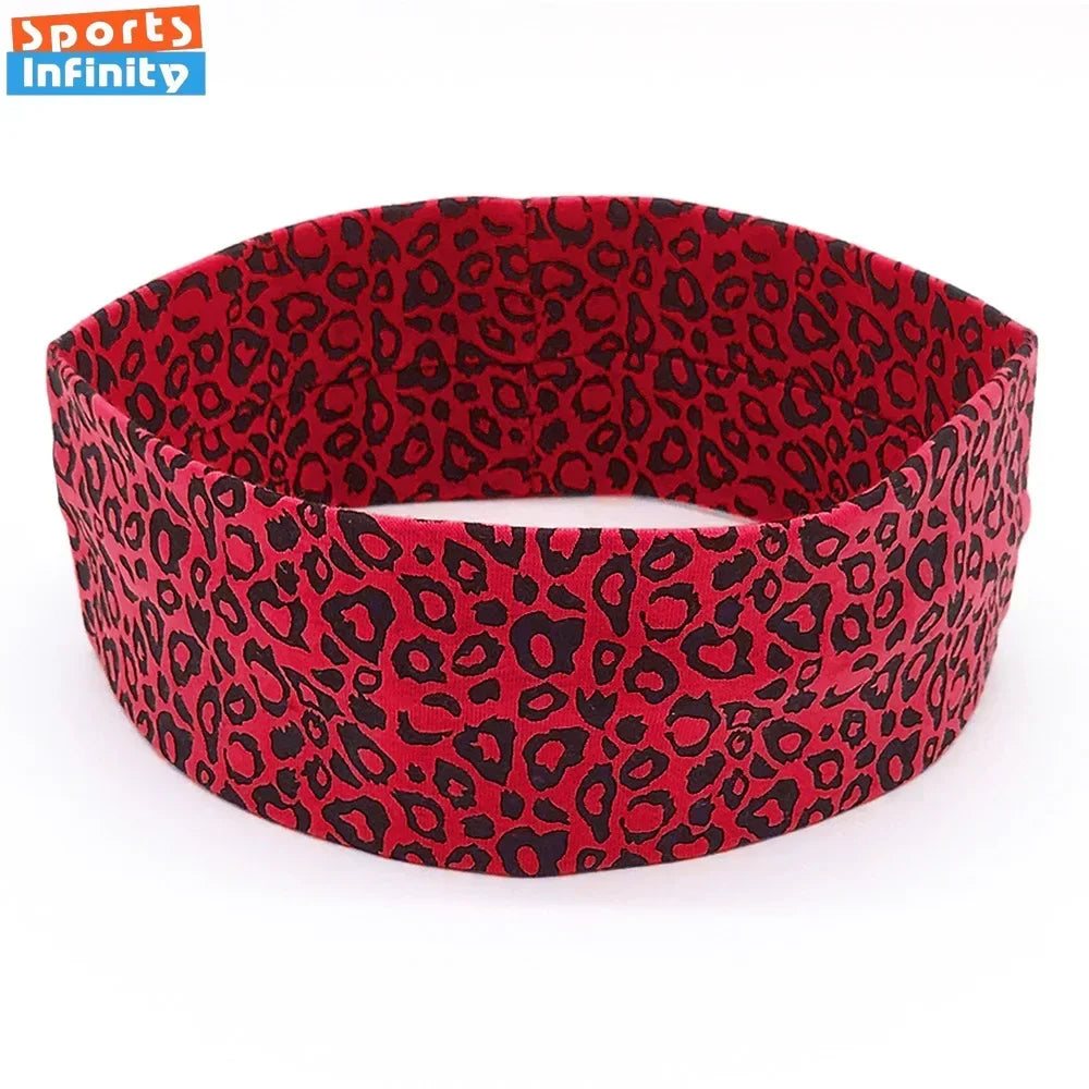 Fashion Leopard Print Sports Headband Yoga Headband Women's Fitness Elastic Cotton Sweat-Absorbing Headscarf Athletic Headwear