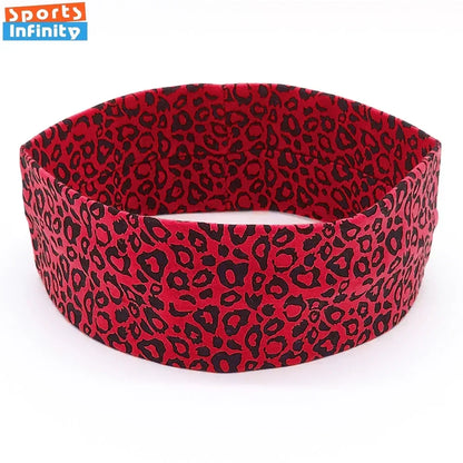Fashion Leopard Print Sports Headband Yoga Headband Women Fitness Elastic Cotton Sweat Absorbing Headscarf  Athletic Headwear