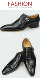 Nice Men Black Brown Leather Oxford Brogue Dress Shoes Office Men's Leather Men's Pair with Suit Jeans Side Lace Up Buckle Stylish