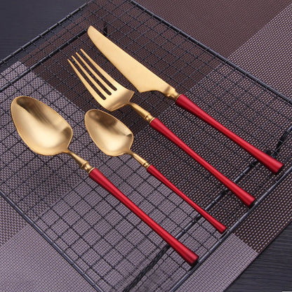 12/16/20 Pieces Stainless Steel Western Tableware Knife Fork Spoon Set Gold Cutlery Set Black Dinnerware Mirror Kitchen Utensils