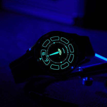 OBLVLO BLM-UFO Unique UFO-Shaped Automatic Watch with Luminous Silicone Strap And Steel Bracelet Waterproof Mechanical Timepiece