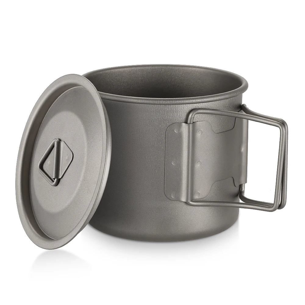 Taza de agua ultraligera de titanio Lixada con asa plegable, portátil para exteriores, camping, picnic, 300 ml/350 ml/550 ml/650 ml