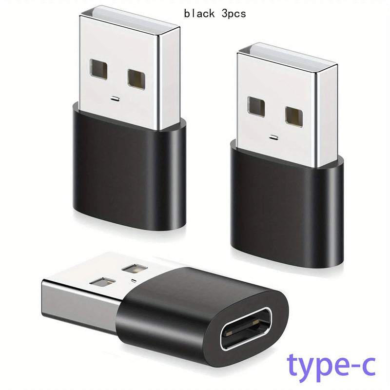3-Pack USB to USB C Adapter, USB C Female to USB Male Super Fast Charging and OTG Converter Compatible with iPhone 15/14/13/12 P