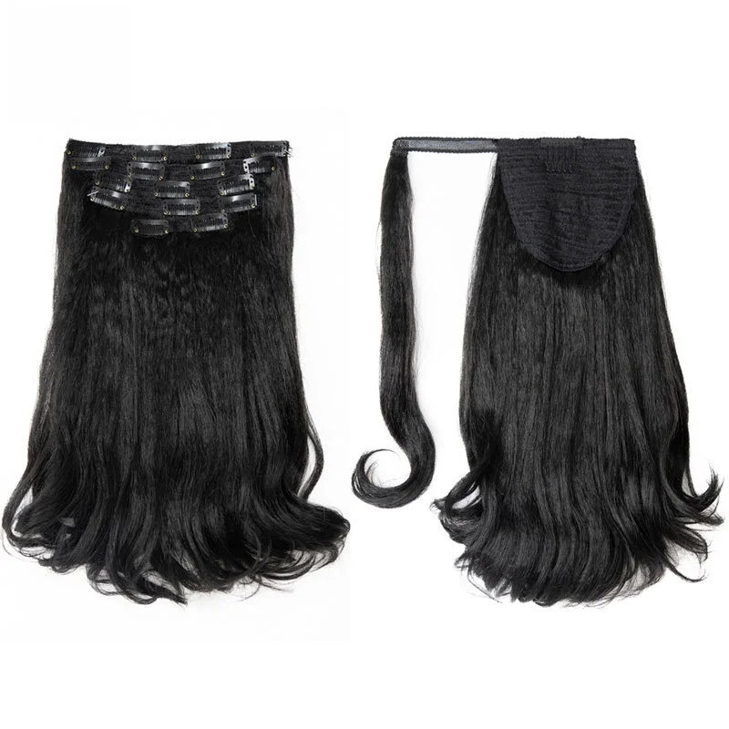 Extensão de cabelo clip in all in one 6 peças com 17 presilhas