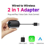 2026 New! 2-in-1 Mini Wireless Adapter Seamlessly Enable Carplay & Android Auto Plug & Play For Most Vehicle Models