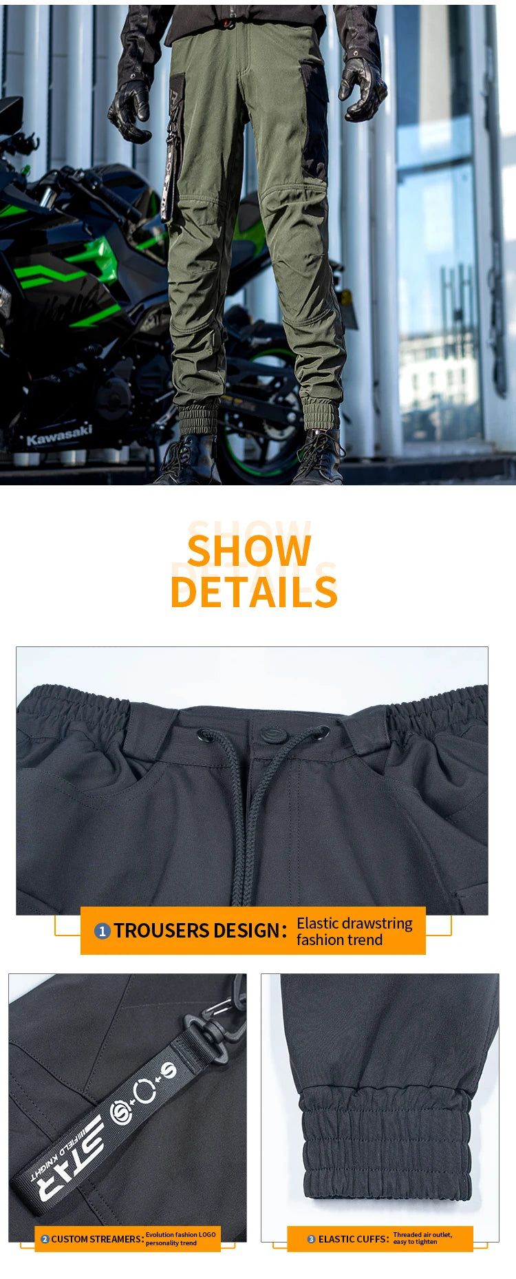 SFK New Black Motorcycle Pants Riding Men Equipment Summer Breathable Trousers With CE Protection Armor Wearing Gears Accessories