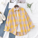 Casual Women's Plaid Shirt 2025 Spring Autumn New Ladies Loose Blouse and Tops Female Long Sleeve Shirts Fresh Checked Clothes