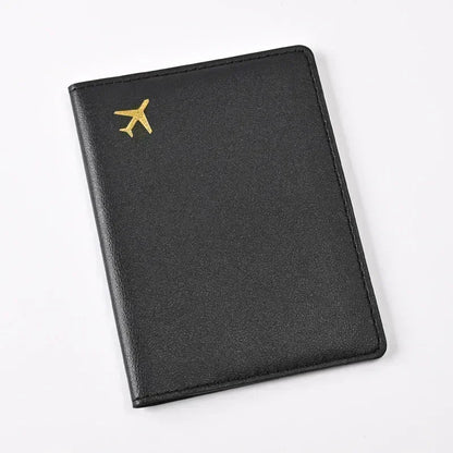 Women Men Card Passport Cover Case Flight Ticket Clip Passport Wallet PU Leather Solid Color Id Holder Passport Holder Purses