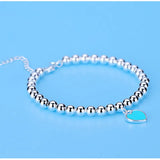 925 Sterling Silver beads chain Heart pendant Bracelets for Women Street all-match fashion designer Jewelry party wedding