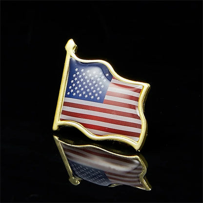 America USA National Flag Lapel Pins Crystal Epoxy Metal Enamel Badge Paint Brooch Souvenir Suit Personality Commemorative