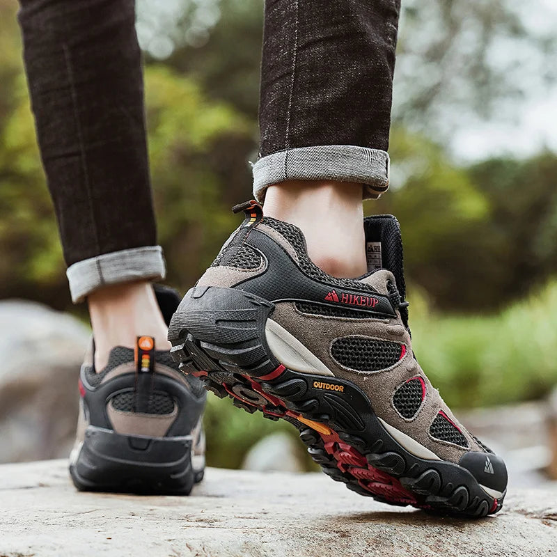 HIKEUP Men Shoes Breathable Splashproof Outdoor Hiking Shoes Mountain Climbing Sport Men Hunting Trekking Sneaker