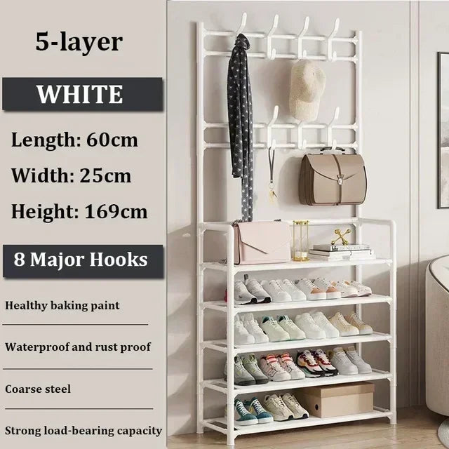 Multi-layer Shoe Rack Household Integrated Coat and Hat Rack Simple Multifunctional Shoe Cabinet for Entryway