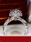 Super Shining Women Fashion Ring Exquisite Silver Color Inlaid Round Flower Stones Wedding Rings for Women Engagement Jewelry
