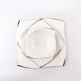 Ceramic Square Plates and Bowl Set Dinner Set Plates and Dishes Bone Porcelain Tableware Phnom Penh Cutlery Kitchen Accessories