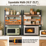 3-Tier Microwave Oven Rack Shelf Kitchen Countertop Oven Rack Expandable Seasoning Storage Rack Stand Storage Tableware Racks