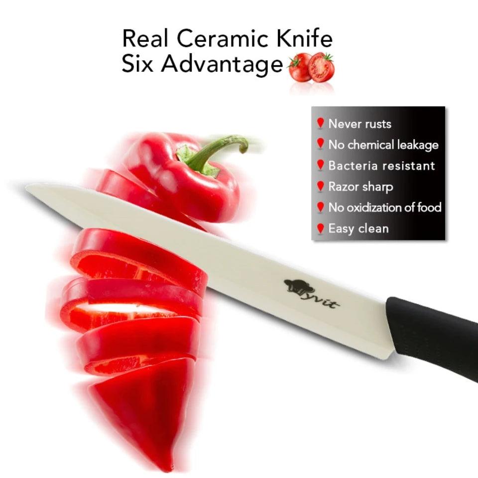 Ceramic Knives Set for Kitchen Paring Utility Slicing Fruit Vegetable Cutter 3 4 5 inch White Zirconia Blade Cooking Tool