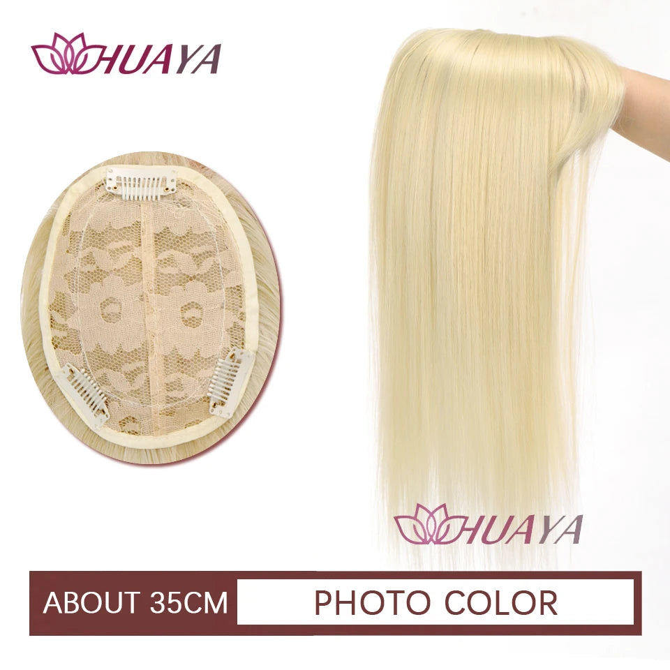 Aplique de cabelo Topper HUAYA volume e franja natural com 3 clipes cabelo liso sintético
