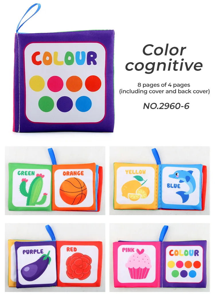 4 Pages Enlightenment Early Learning Books Children Black and White Cloth Book for Kids Montessori Educational Toys