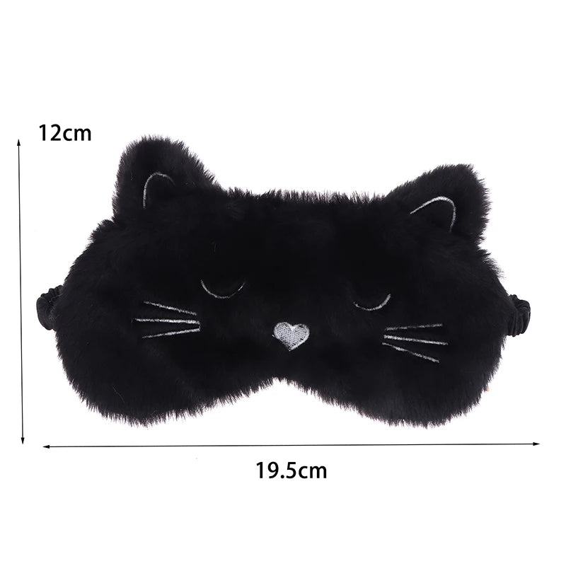 1Pc Cute Cartoon Cat Plush Sleeping Eye Mask Comfortable Sleep Mask Sleep Aid Traveing Home Shading Light Eye Cover Eyeshade
