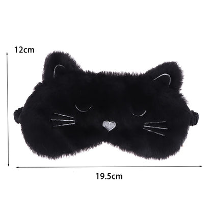 1Pc Cute Cartoon Cat Plush Sleeping Eye Mask Comfortable Sleep Mask Sleep Aid Traveing Home Shading Light Eye Cover Eyeshade