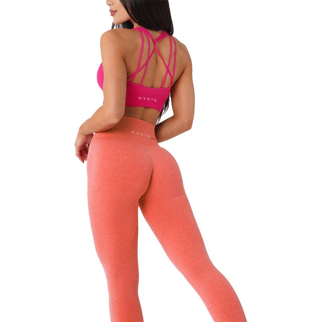 Nvgtn Seamless Fitness Leggings para Mulheres, Shorts de Spandex, Elástico, Respirável, Hip-Lifting, Esportes de Lazer, Calças Justas de Spandex