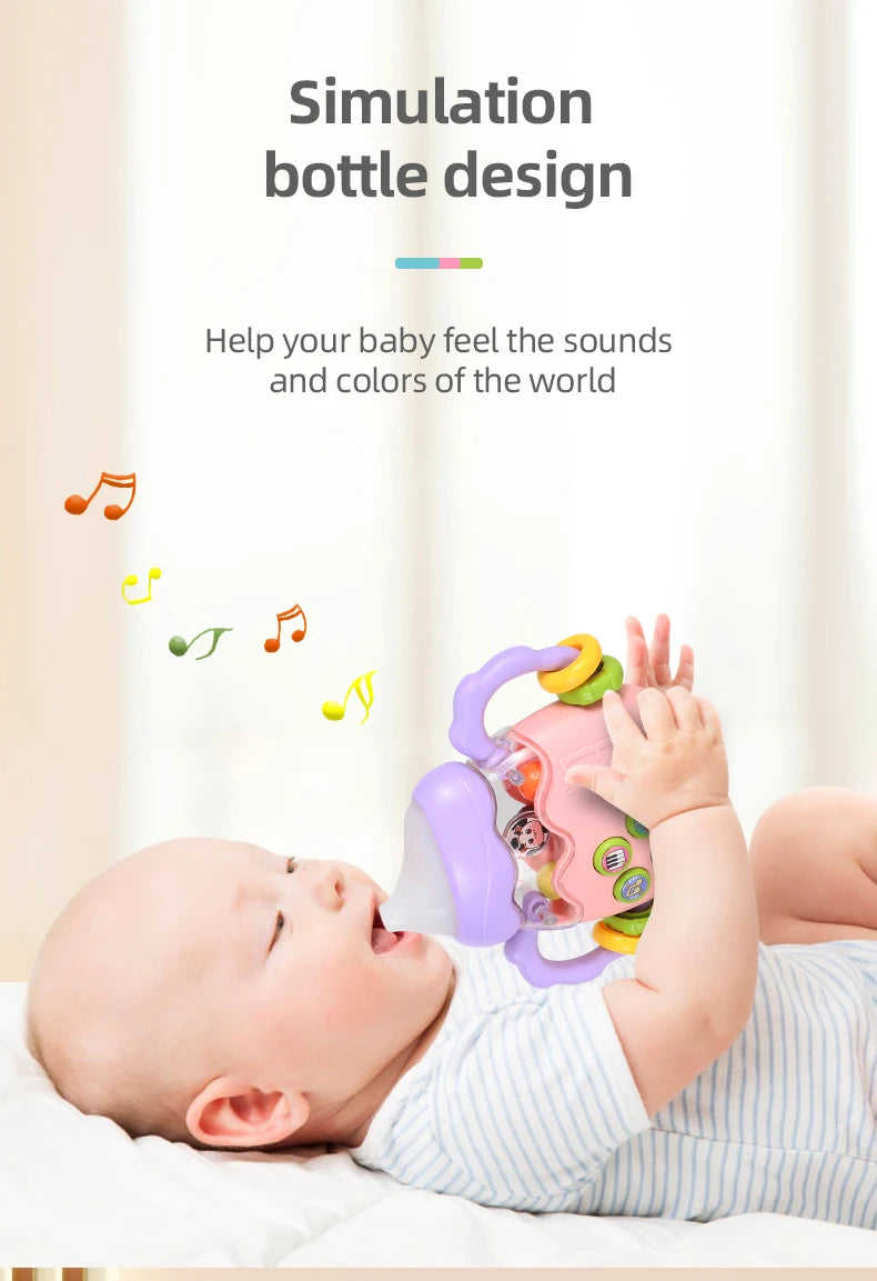 Juguete de biberón con sonajero musical para educación temprana para niños