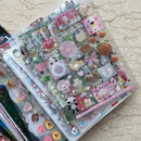 6pcs Glitter Stickers Y2K DIY Toploader Scrapbooking Journal Decor Stickers for Phone Kawaii Transparent PET Stickers Gift