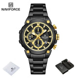 NAVIFORCE Original Watch for Men 2025 New Stainless Steel Waterproof Chronograph Classic Quartz Wristwatch Brand Men Watch Gifts