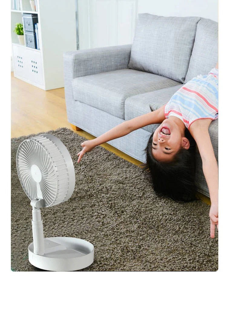 2025 new folding telescopic free adjustment fan charging usb multi-function outdoor portable home desktop floor-standing fan