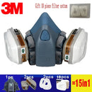 Respirador de gas 17 en 1 3M 7502, máscara de media cara antipolvo para pintura, pulverización, vapor orgánico, filtro de gas químico, seguridad laboral 