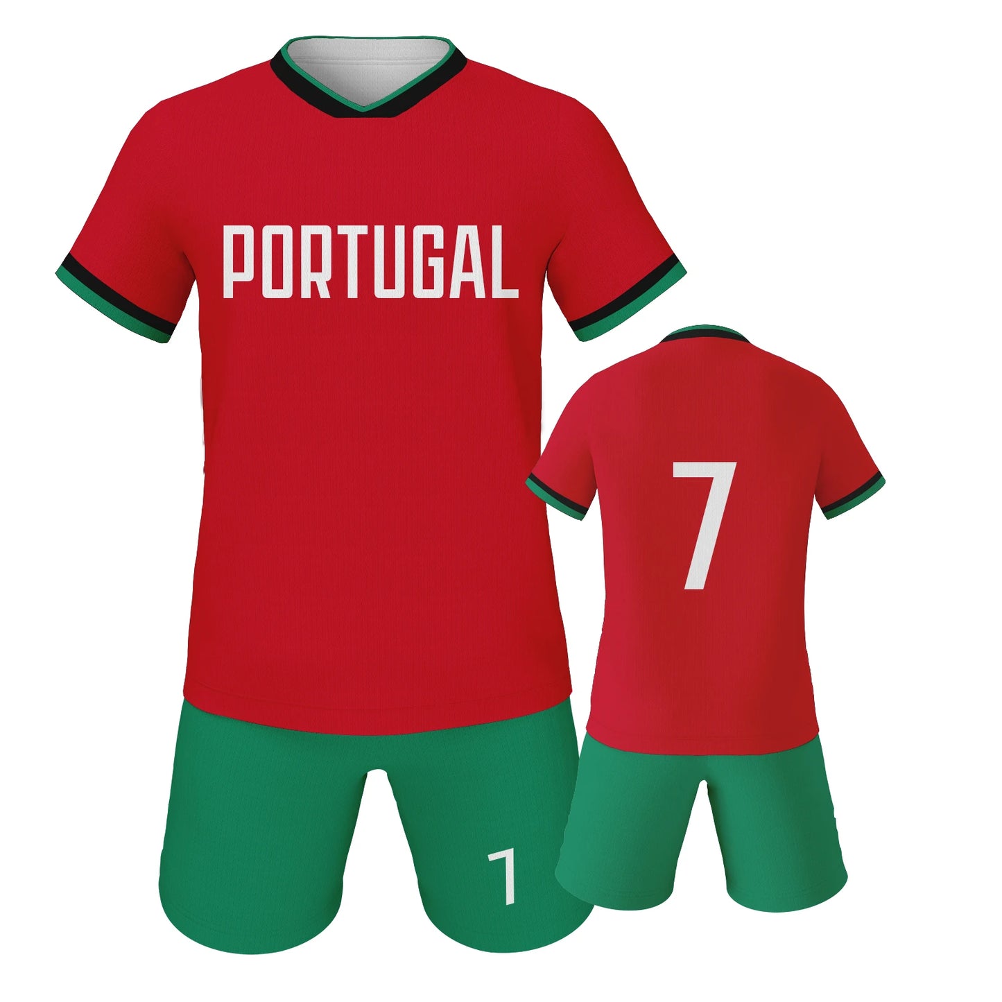 2024 Portugal Football Jersey Kids Youth Soccer Practice Jersey Outfits Shirt and Shorts Uniform Summer Outdoor Sportswear
