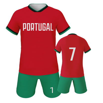 2024 Portugal Football Jersey Kids Youth Soccer Practice Jersey Outfits Shirt and Shorts Uniform Summer Outdoor Sportswear