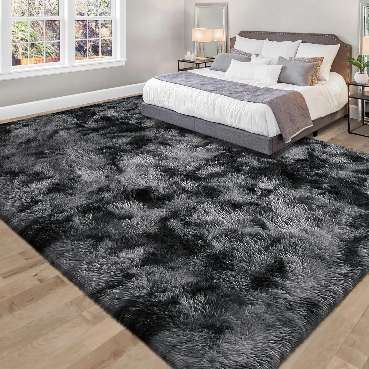 Soft Area Rugs for Living Room Non-Slip Thick Plush Carpets for Winter Anti-Slip Fluffy Artificial Velvet Rugs Soft Gray Carpets