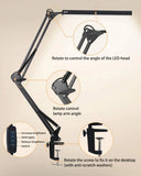 LED Desk Lamp with Clamp 10W Swing Arm Desk Lamp Eye-Caring Dimmable Desk Light with 10 Brightness Level, 3 Lighting Modes