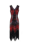 Vestido vintage Mandylandy para mujer, estilo retro de los años 20, estilo Gran Gatsby, con lentejuelas, sin mangas, para fiesta de baile, graduación y dobladillo con borlas.