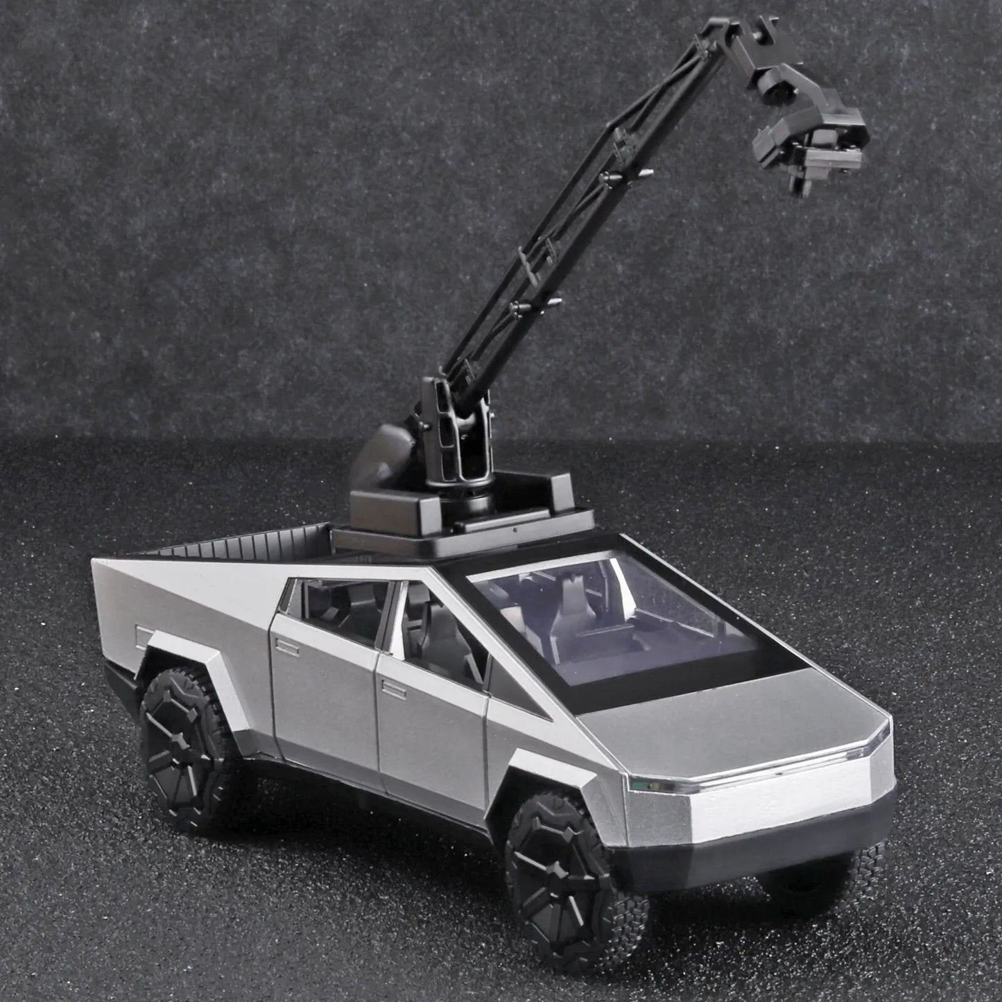 Camiones de juguete para niños, modelo Cybertruck, camioneta plateada, de metal fundido a presión, con sonido y luz, a partir de 3 años, escala 1:32.