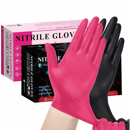 Luvas Descartáveis de Nitrilo Sem Látex para Tintura de Cabelo, Luvas De Limpeza Para Beleza, Tintura De Cabelo, Salão De Unhas, Pó Rosa, 20 unid, 50 unid, 100 unid