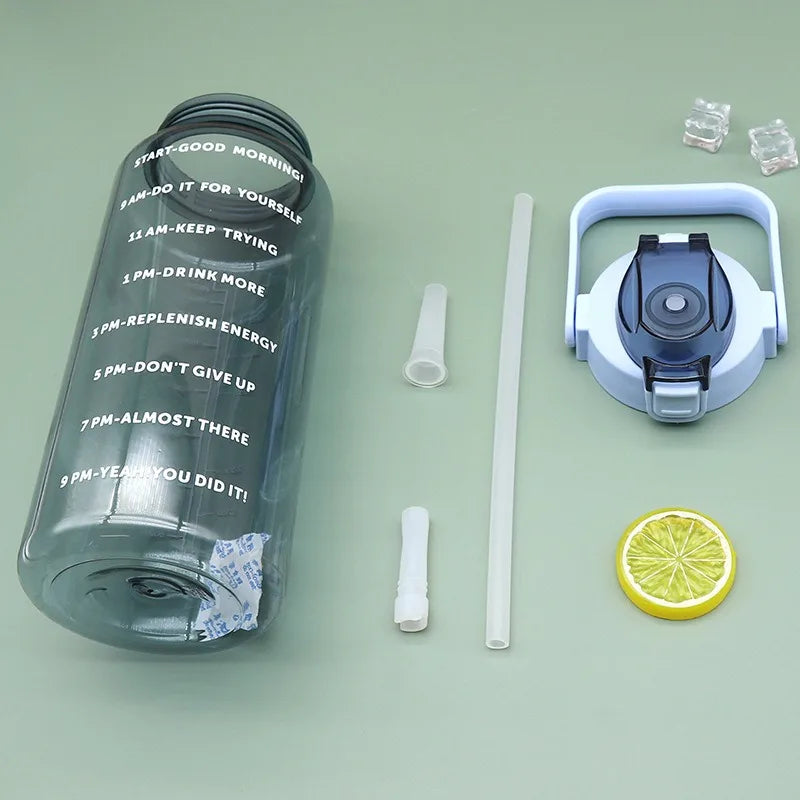 2025 Spring/Summer 2L Large Capacity Outdoor Plastic Bouncing Straw Sports Water Bottle Leak-proof Portable Refill Cups