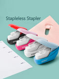 Mini grapadora portátil sin grapas para libros, papel y útiles escolares y de oficina