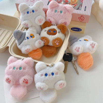 PLush Cat Wallet Keychain Soft Stuffed Animal Little Cat Bag Car Pendant Keychain Trinket Kids Stuffed Keychains Accessories