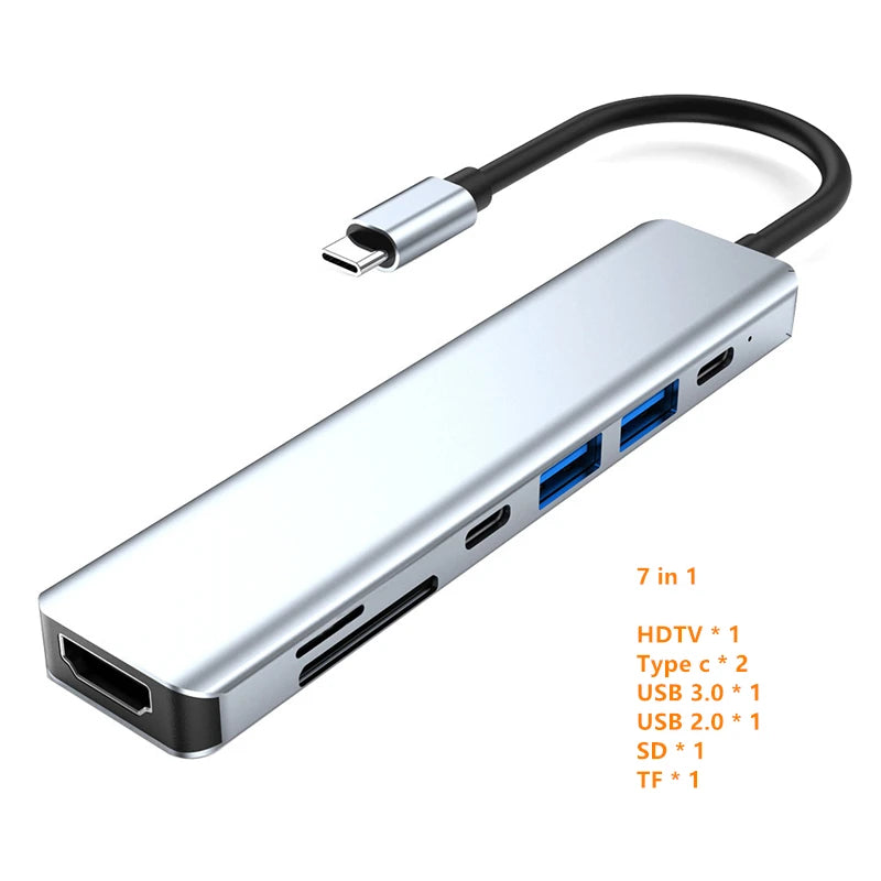USB C Hub to 4K HDMI-Compatible SD TF Card Reader USB 3.0 2.0 Type C Charging Docking for MacBook iPad Samsung S22 Dex TV Mouse