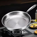 German Titanium Steel Frying Pan Uncoated Non Stick Pan Fish Scale Hammer Pattern Household Steak Frying Pan Kitchen Cookware