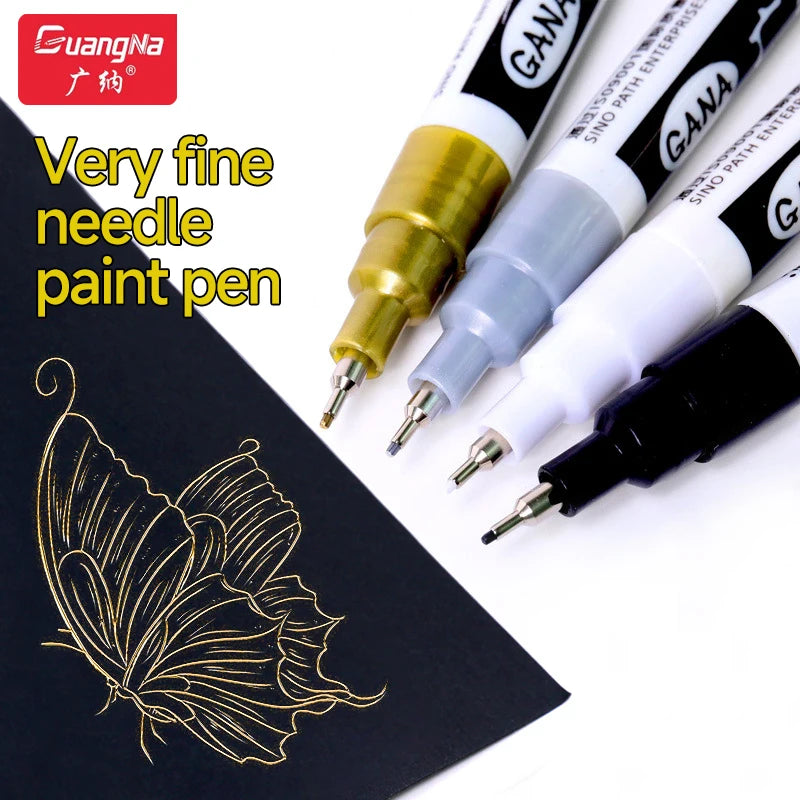 Fine tip permanent Paint Marker Pen DIY Paint Metallic Pen Permanent Gold SILVER Marker Touch Up,School Model Painting
