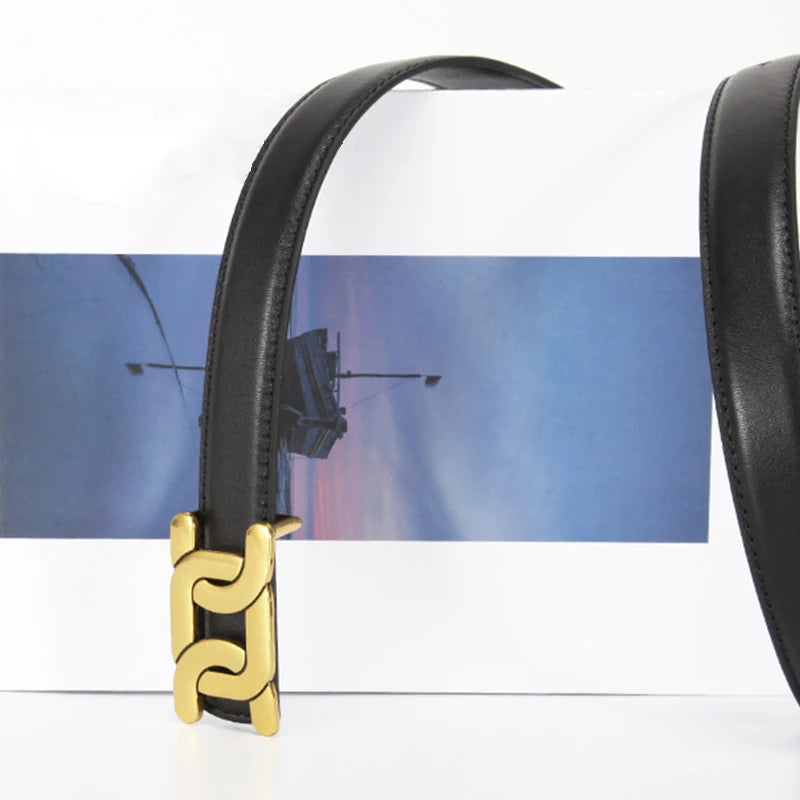 1Pc Women's Retro Belt, Alloy Buckle Fashion Casual Jeans Belt, High-End Long Skirt Pants Belt
